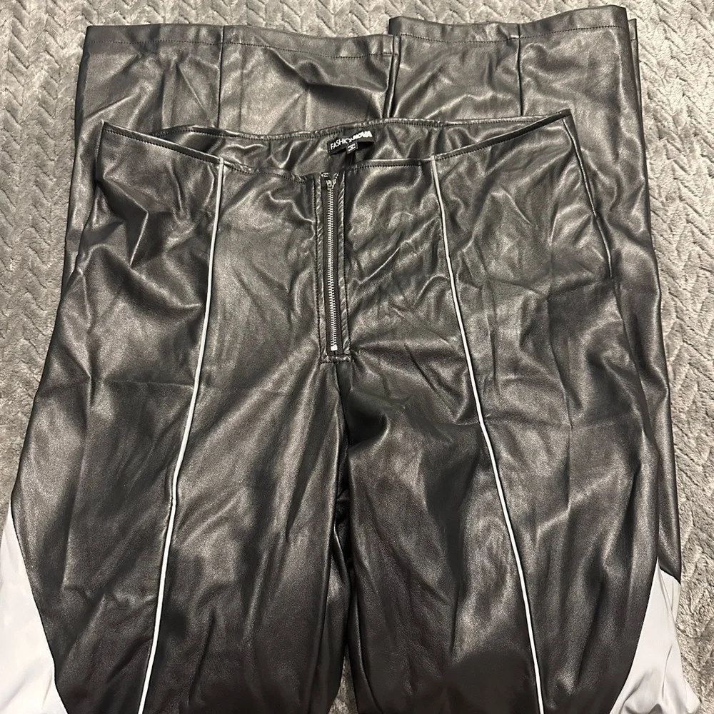 Fashion Nova Black and Silver Flare Pants - Picture 7 of 7